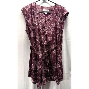 Motherhood Maternity Sleeveless V-Neck Blouse With Waist Tie Size Large